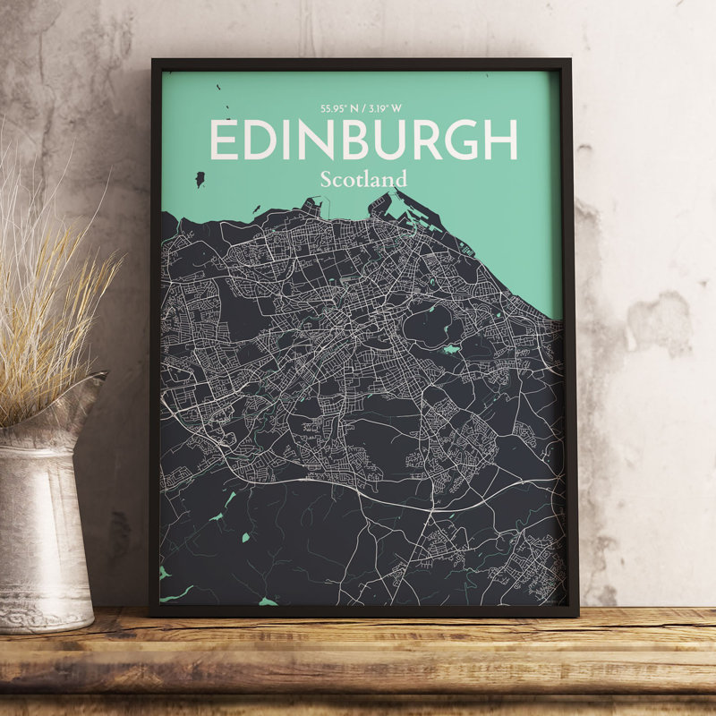 « edinburgh »-impression d’art graphique sans cadre sur papier, H 17 po x l 11 po x P 0,05 po