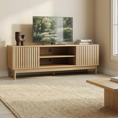 Meuble audio-vidéo moderne de 55 pouces avec rangement Mid-Century, idéal pour les salons et les chambres