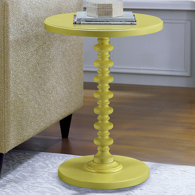 Sally Yellow Round Wooden Side Table, Yellow
