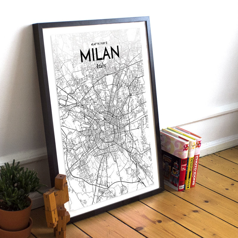 Milan City Map - No Frame Print, 61cm H x 45.7cm W x 0.13cm D