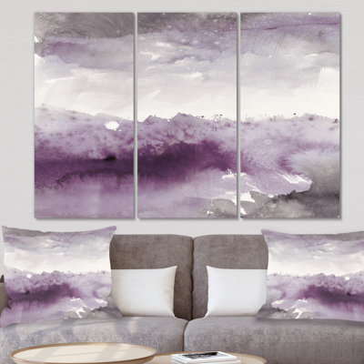 «Midnight at the Lake II Amethyst and Grey», peinture sur toile tendue 3 pièces