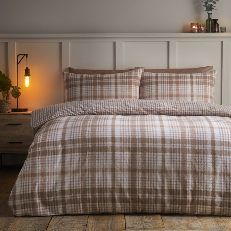 Brushed Hamish Check Duvet Cover Set, Single Bed (135 x 200 cm)