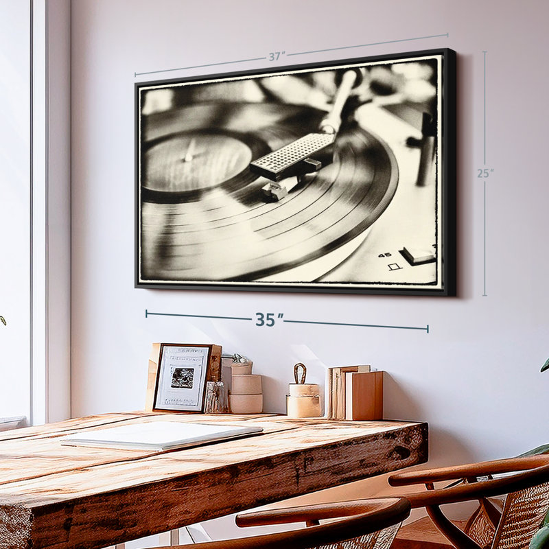 Record Player Border Canvas Print, 25" H x 37" W