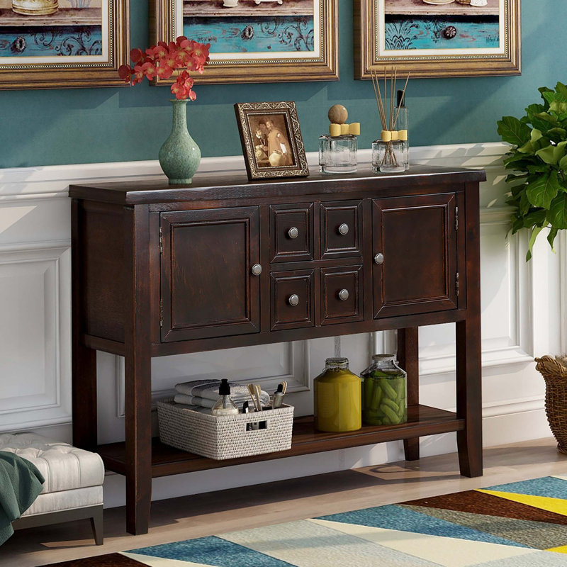 Cambridge Series Buffet Sideboard Console Table with Bottom Shelf, Espresso