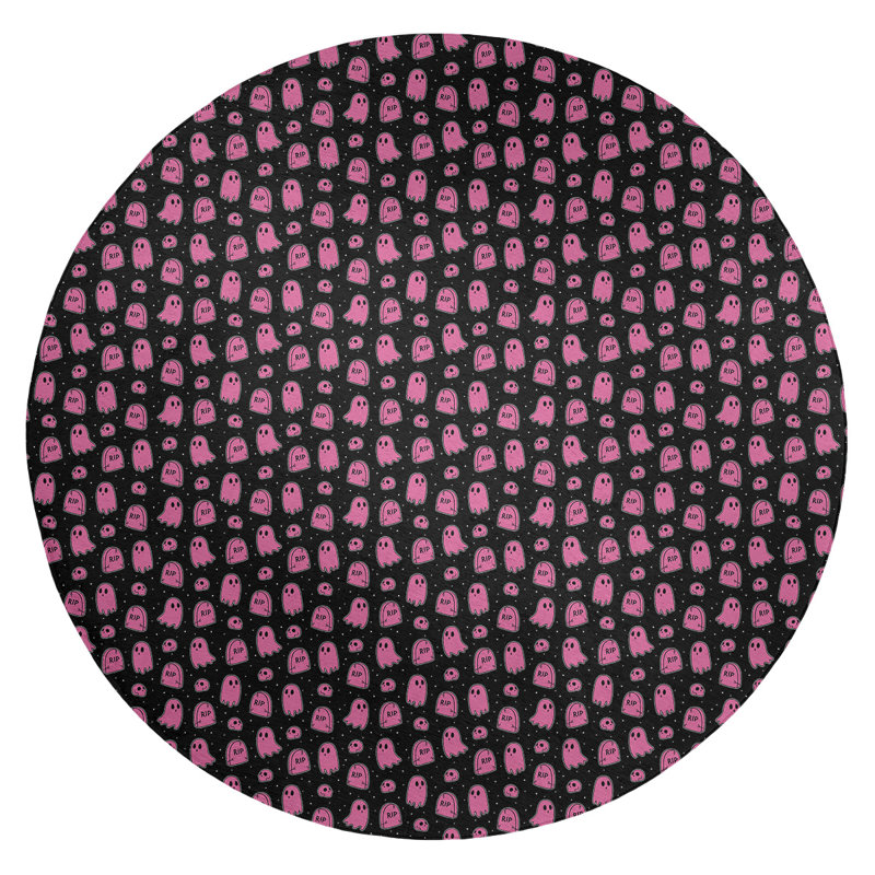 Tapis noir/rose à chaud ghosts, Rond 5 pi