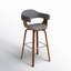 Tabouret tournant Valazquez, revêtement en tissu, pieds en bois de noyer-1121516039
