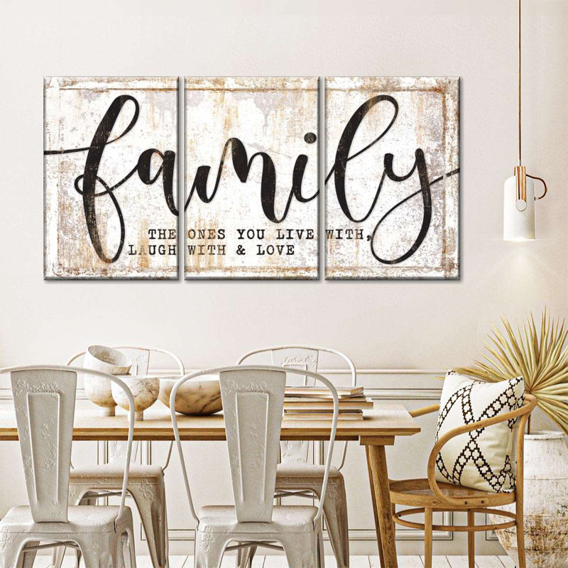 " Family Live Laugh Love Typography " 3 - Pieces, 12" H x 26" W