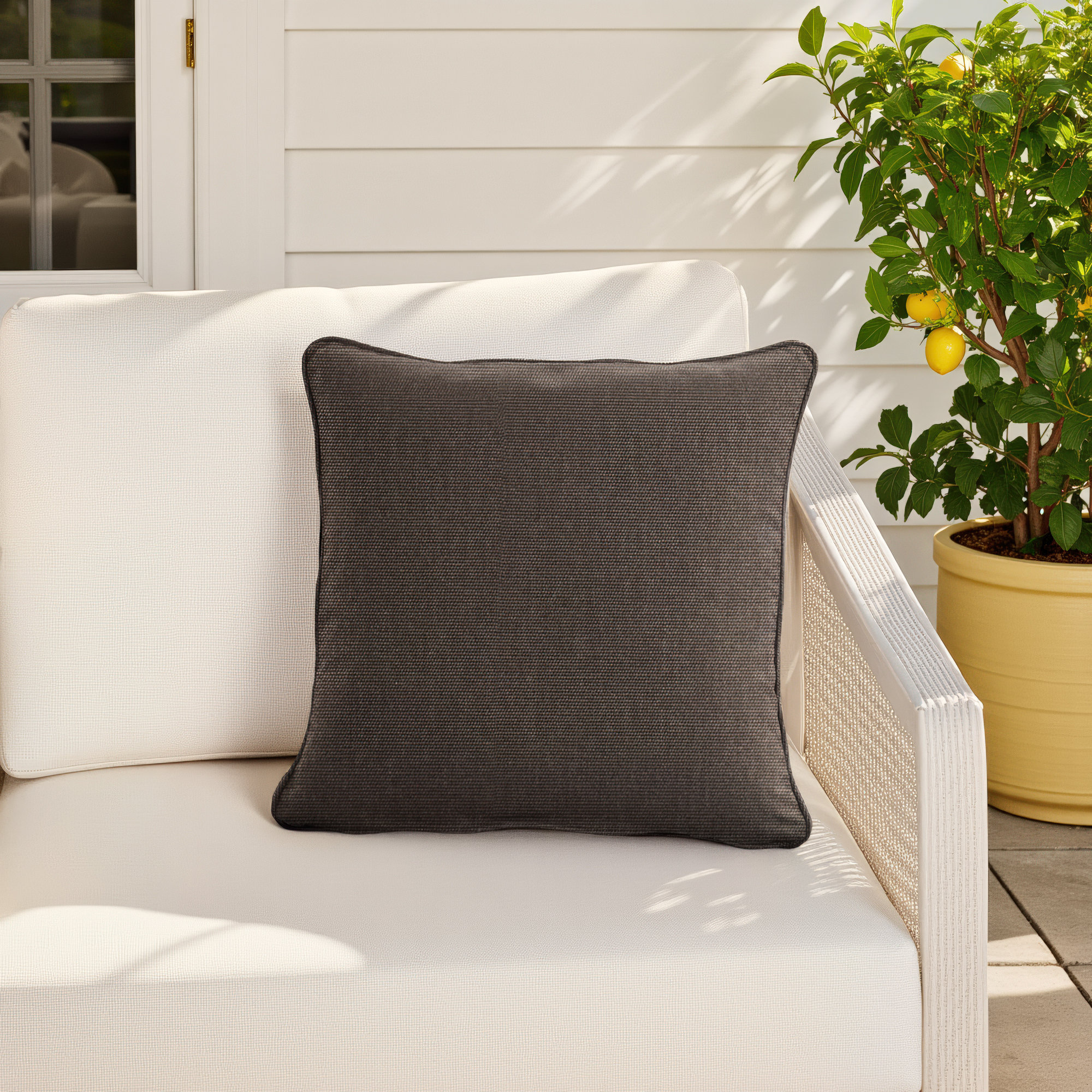 Tinsley Sunbrella® Indoor/Outdoor Throw Pillow, Dark Brown, 18" x 18"