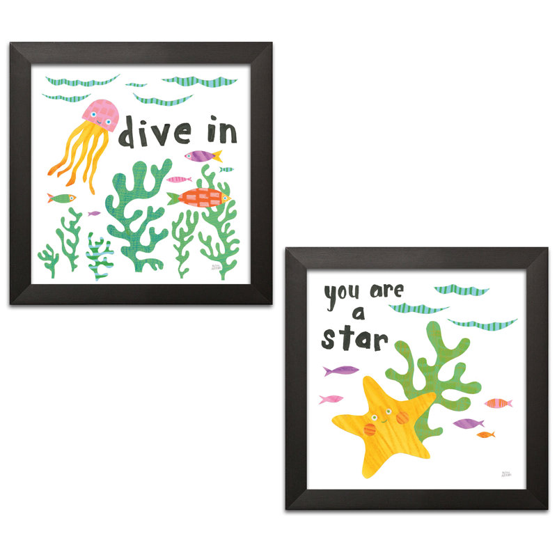 2 - Piece, Black Framed Paper, 12" H x 12" W x 1.5" D