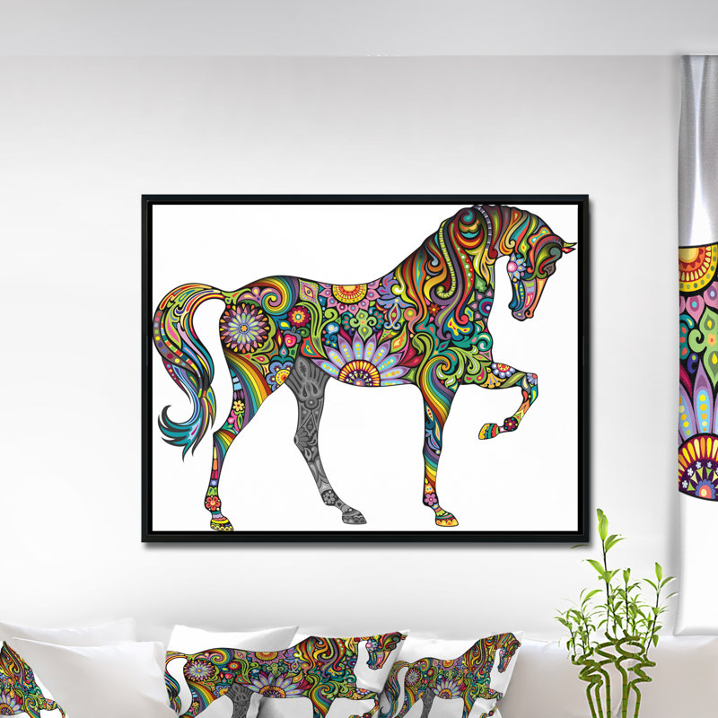 « joyeuse cheval », impression, H 30 po x l 40 po x P 1,5 po, Toile avec cadre flottant