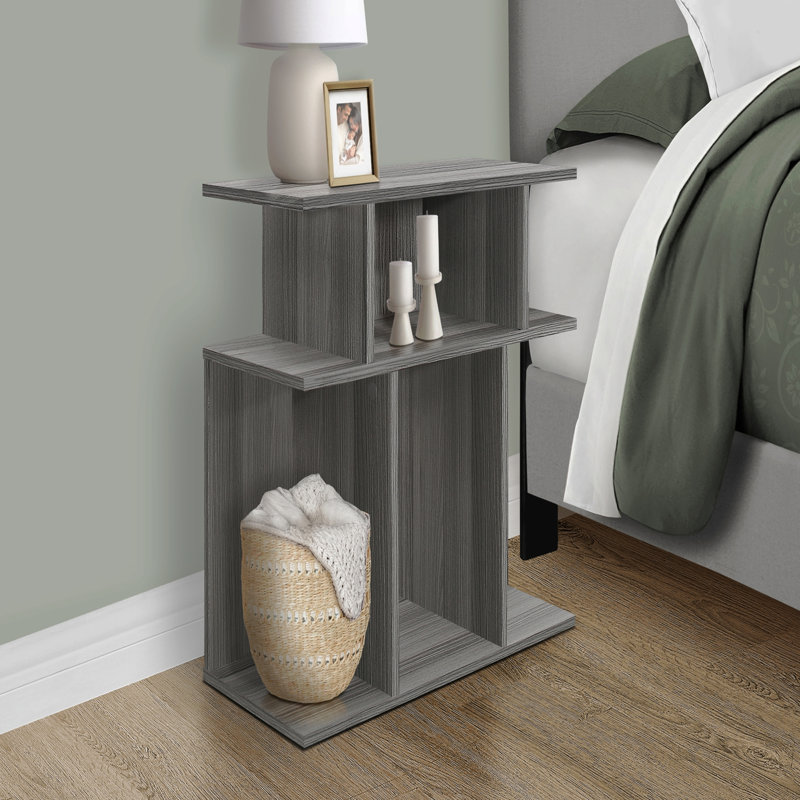 Table d'appoint, côté, bout, table de chevet, stratifié gris lampe, contemporain, moderne, Gris