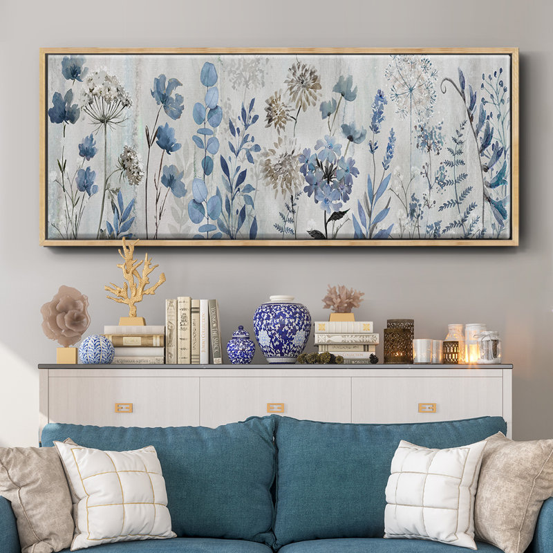 Blue Meadow- Framed Canvas, 8" H x 20" W
