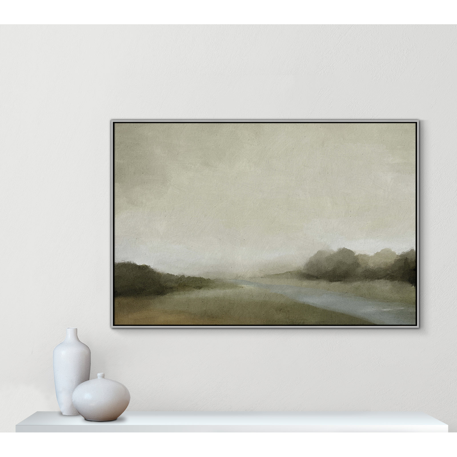 Vanora "Lovers Creek" Painting, 41.5" H x 61.5" W, Silver