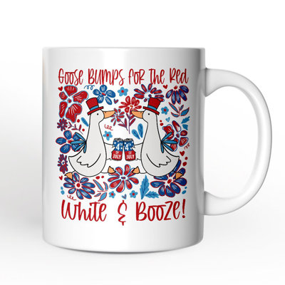 Goose bosse pour la tasse rouge, blanche et alcoolisée, cadeau amusant du 4 juillet avec nom personnalisé