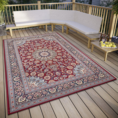 In- & Outdoor Teppich Kadi – Flachgewebe, Orientalisches Design, Detailliertes Muster, Wetterfest & UV-Beständig Für Balkon, Terrasse, Garten, Wohnzimmer