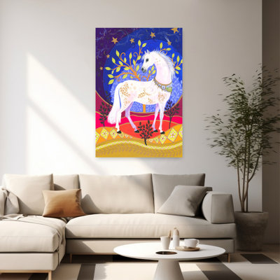 Art mural cheval majestueux abstrait contemporain