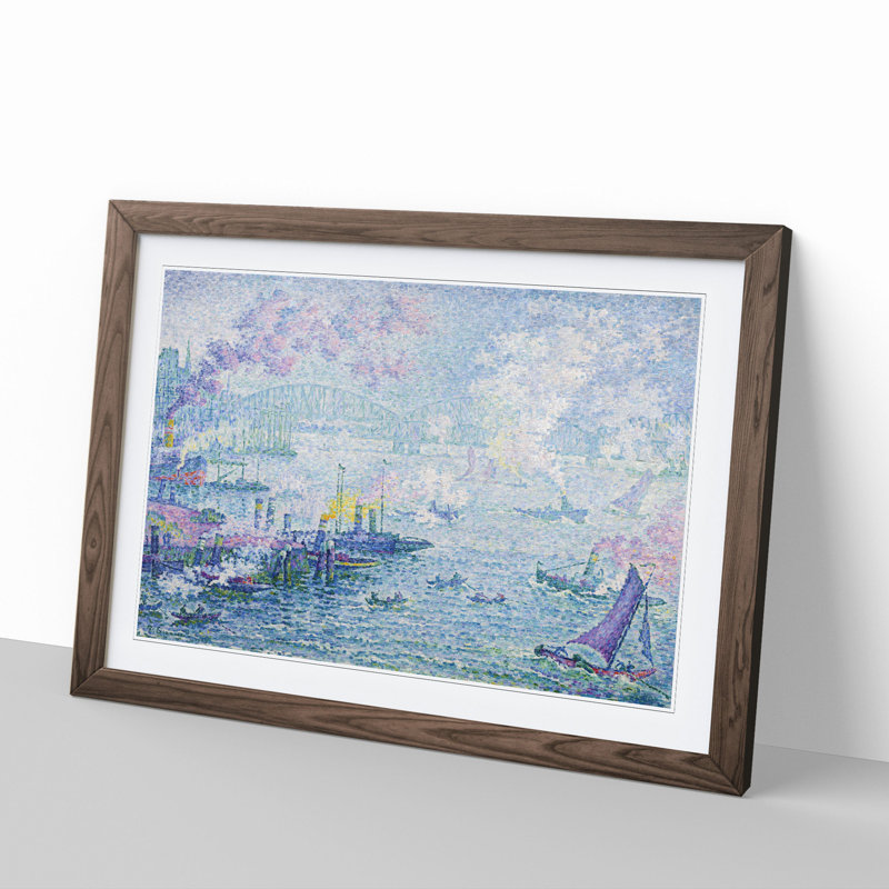 The Port of Rotterdam by Paul Signac - Picture Frame Painting, Walnut Framed, 36cm H x 48cm W x 2cm D