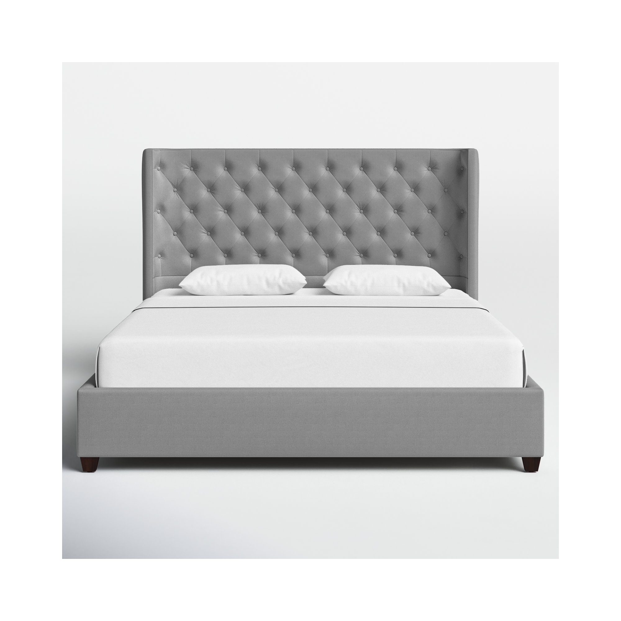 Naveen Upholstered Wingback Bed, Opal Gray Velvet