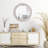 Wooden Frame Farmhouse Mirror With White Wash Beads-1484941852