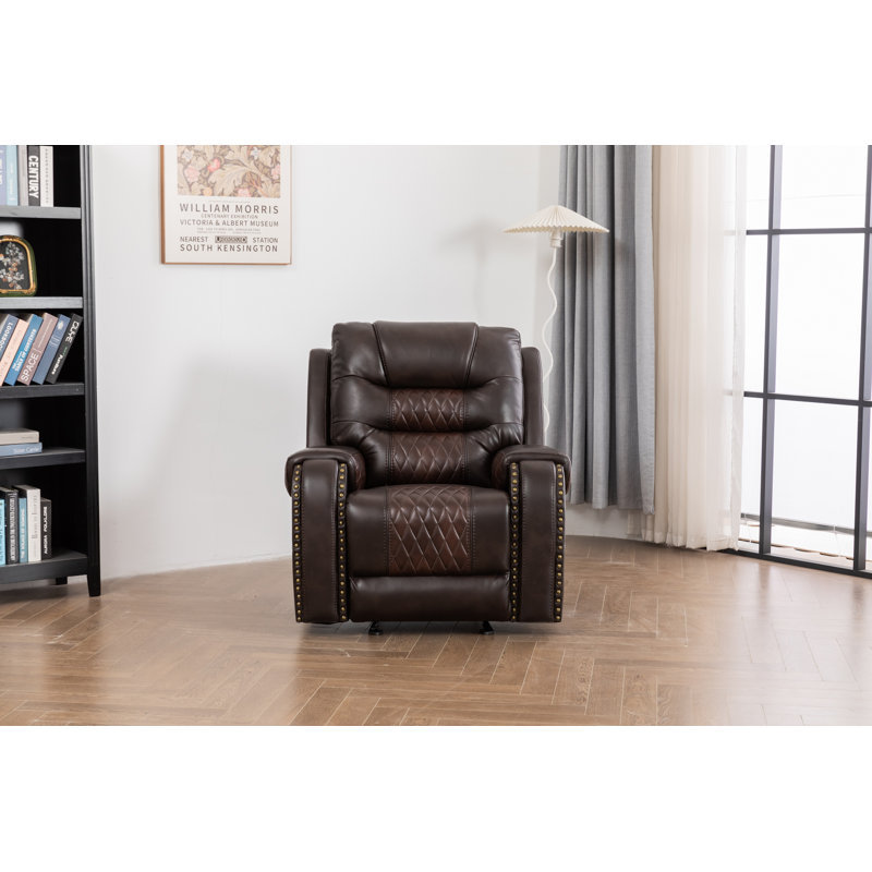 Fauteuil inclinable et berçant en cuir Ilyia, Similicuir brun