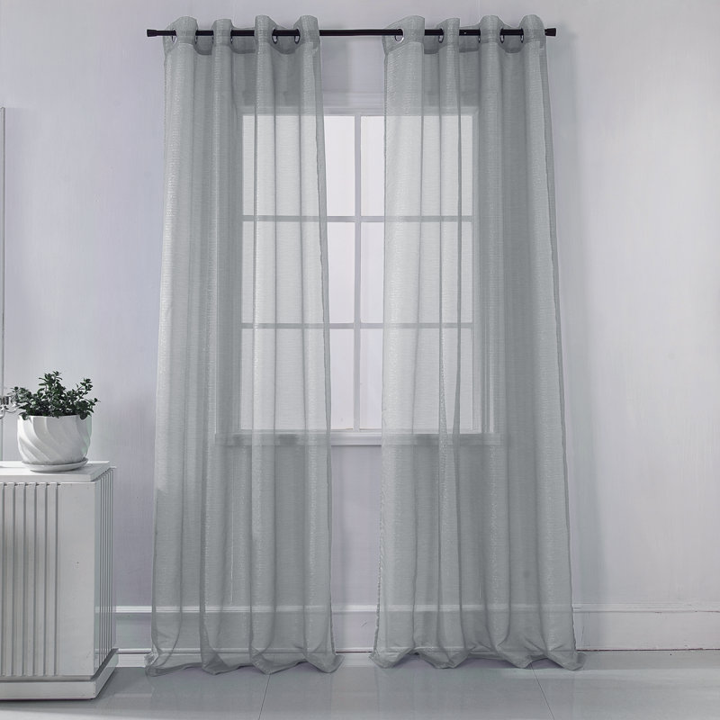 Panneau de rideau simple à œillets Agathla, Argent, L 54 po x L 90 po
