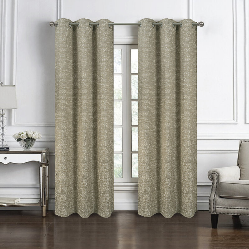 Paire de rideaux en jacquard tissé Aryella, Taupe, 36 po x 84 po, 2