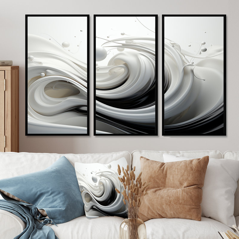 «Sweet Bliss», impression d'art mural en spirale abstraite, Cadre flottant noir, H 40 po x l 60 po x P 1 po