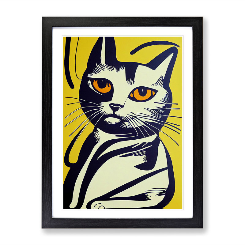 The Cool Cat Abstract - Single Picture Frame Print, Black Framed, 64cm H x 46cm W x 2cm D