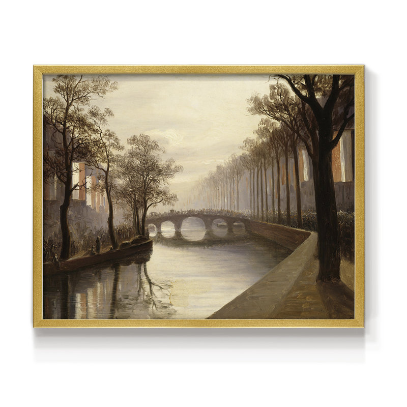 Paysages rétro-DCCXC-impression encadrée - réaménageable, H 16 po x l 20 po, Doré