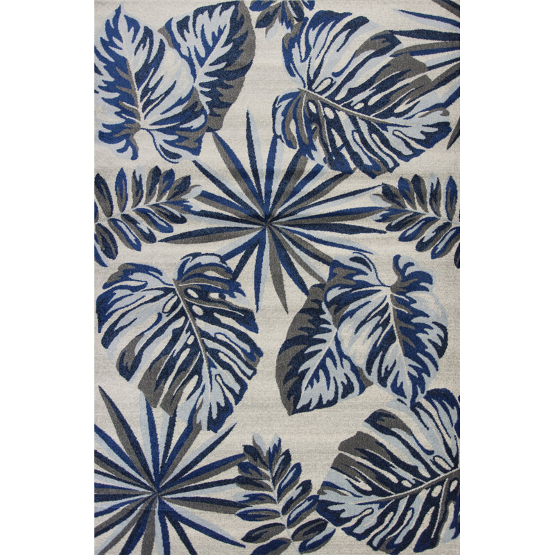 Alessa Floral Area Rug, Rectangle 5'3" x 7'7", Gray/Blue