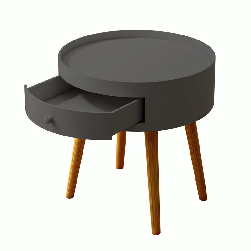Table basse ronde Table basse en bois Table de salon Table basse moderne, Gris foncé
