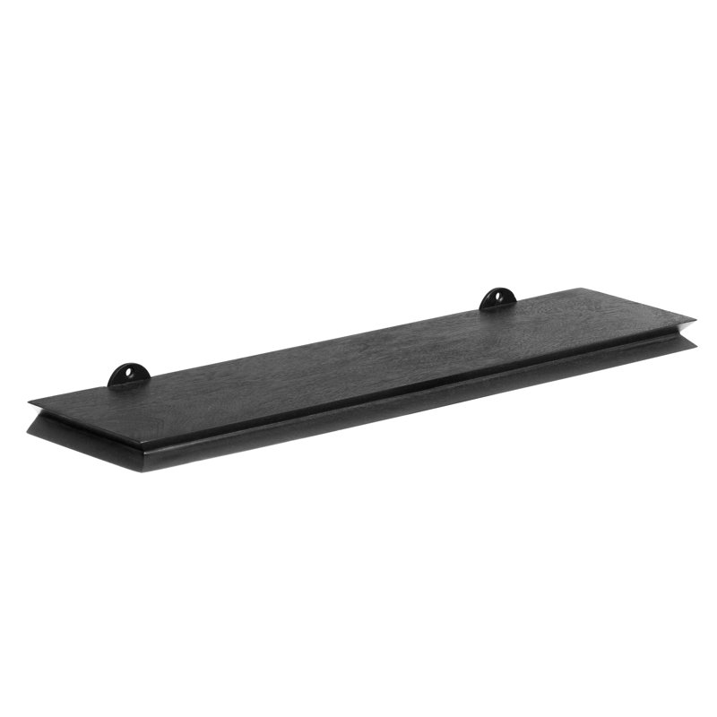 Rickea Solid Wood Wall Mounted Shelf, Black, 2.5 cm H x 61 cm W x 15.25 cm D