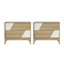 Table de chevet moderne à 2 tiroirs avec motif géométrique bicolore, table de chevet de style japonais avec patchwork en angle, table de bout pour chambre à coucher, salon, pieds fuselés massifs-2001061353