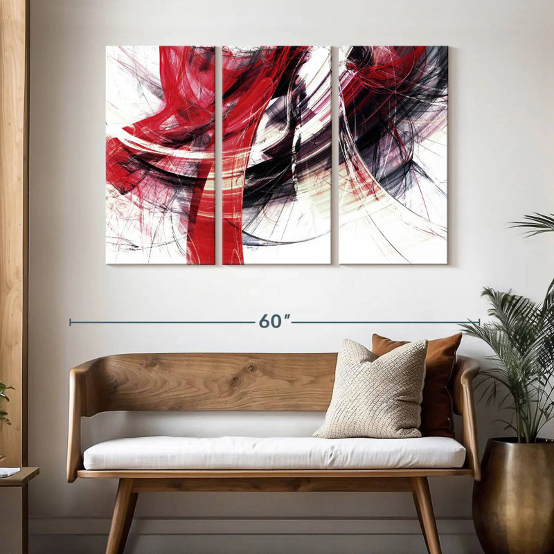 Avery Red Motion Abstract, 32" H x 50" W