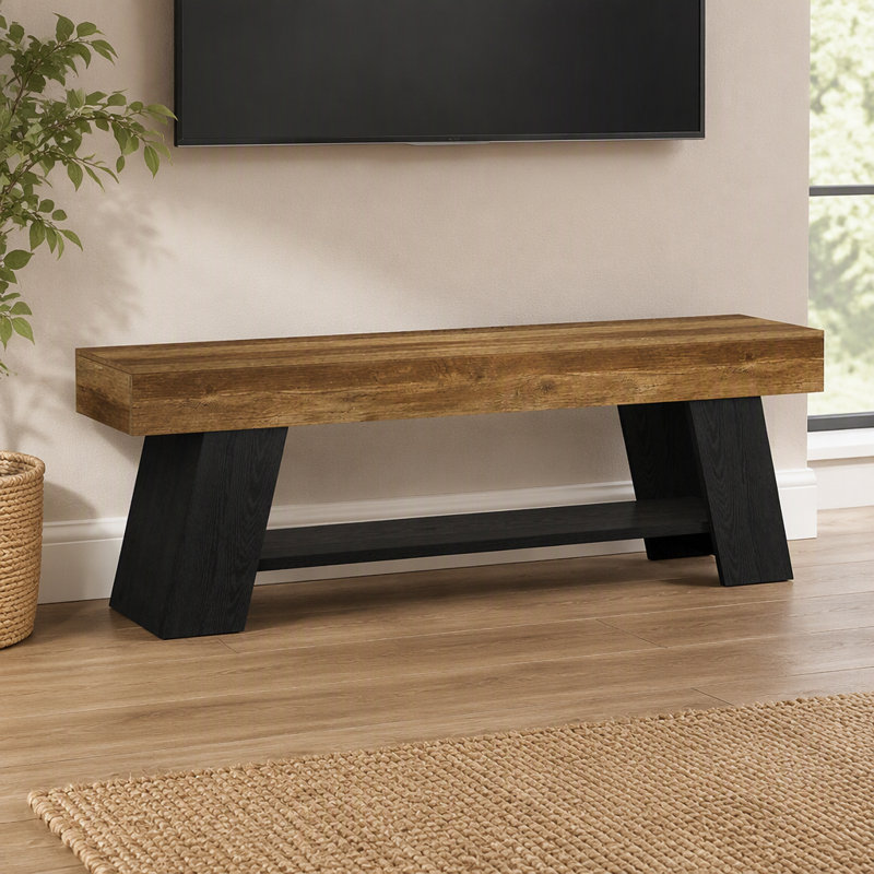 Meuble télé 63 po pour téléviseur 55/65/70 po, console média industrielle avec tablette de rangement ouverte
