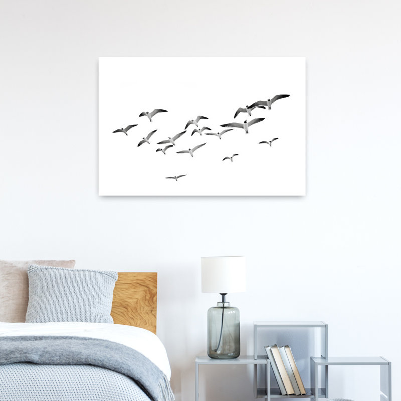 Oiseaux, art mural contemporain abstrait, H 24 po x l 36 po