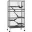 Petite cage pour animaux 63 "63 po pour furets et chinchillas - avec accessoire, 6 portes, plateau facile à nettoyer, construction en acier, élément gris furch chinchilla, fil Terrible amovible, roulant,