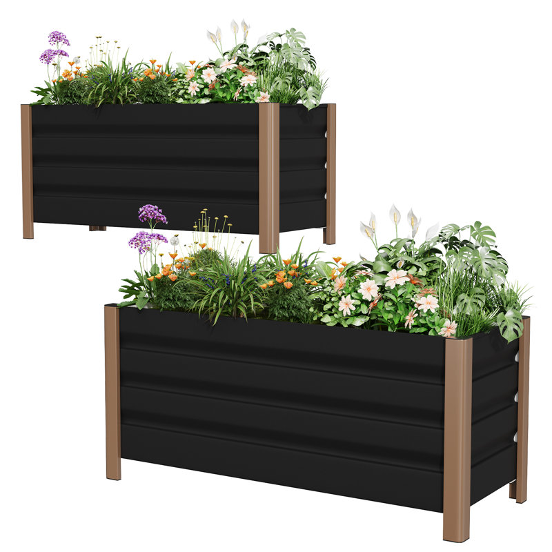 Metal Planter, 45cm H x 40cm W x 100cm D, Black