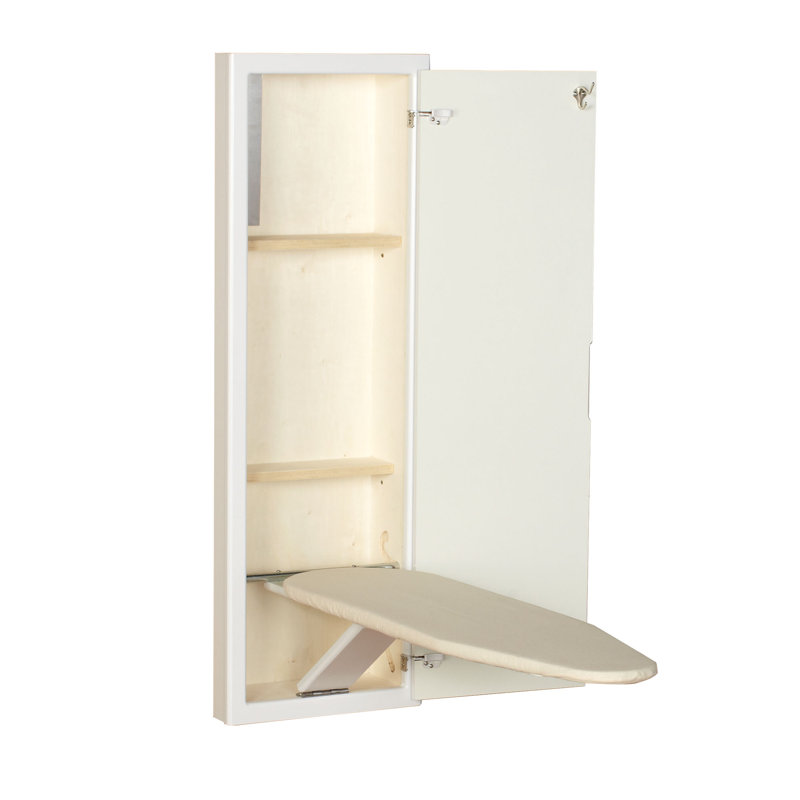 Armoire à planche à repasser encastrée avec tablettes de rangement, Blanc