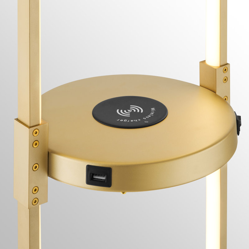 56'' LED Tray Table Floor Lamp with USB, Gold