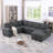 Upholstered L-Shaped Sectional Left Hand Facing-658920206