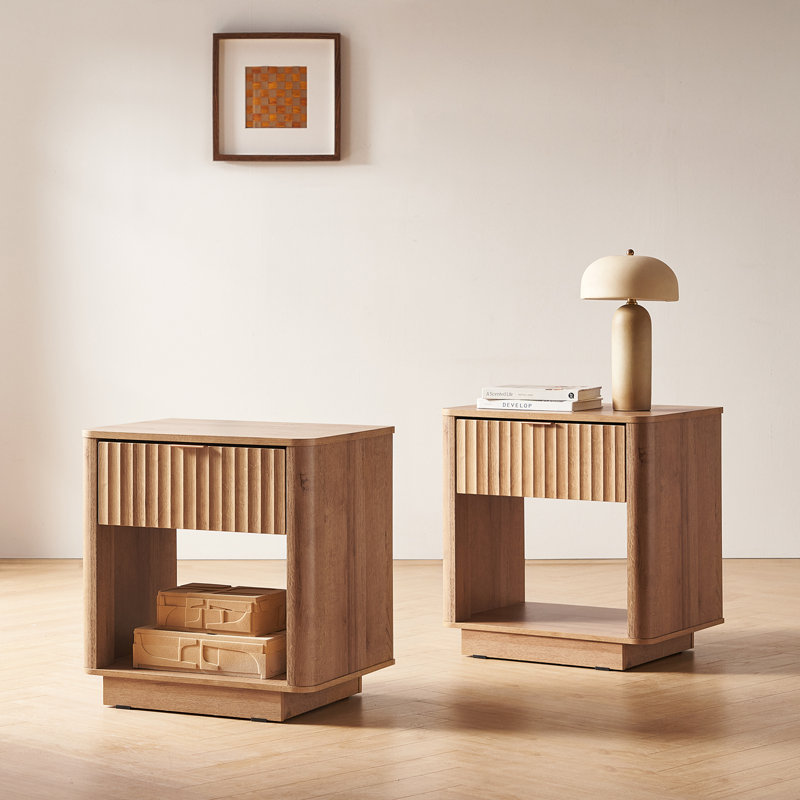 Dorcus Nightstand Set Of 2, Oak, Oak, Set of 2