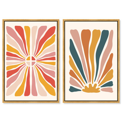 «Radiant Petals Duet», reproduction d'art sur toile par Art Remedy, cadre doré, 10 x 15