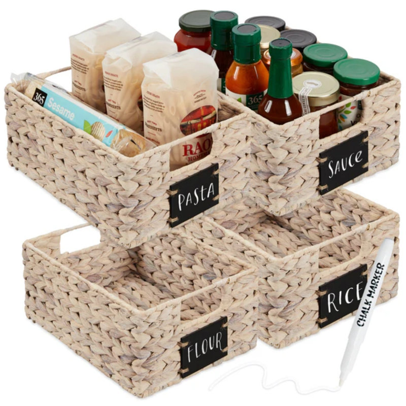 Pantry Baskets, White, 5" H x 12" W x 9" D