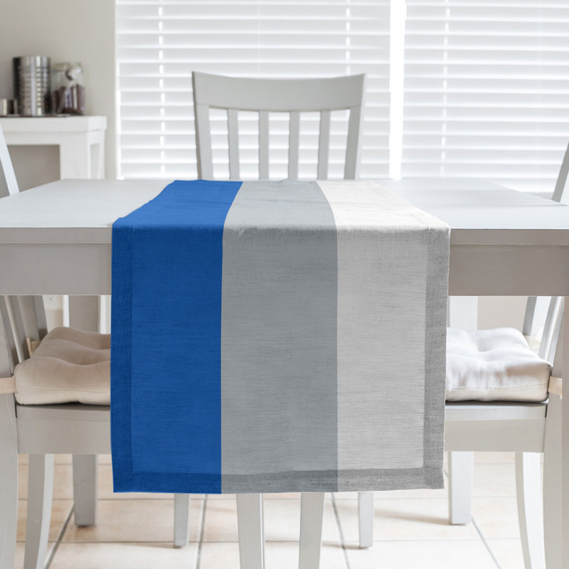 Basketball Table Runner, 90" L x 16" W, Poly Twill, Dallas Royal Blue/Silver/White