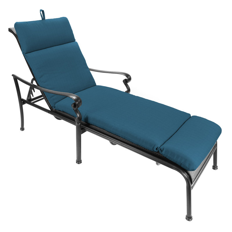 74" x 22" Outdoor Chaise Lounge Cushion with Ties and Loop, Legion Blue