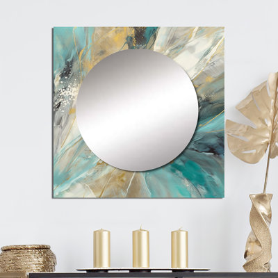 Fllanza - Miroir carré décoratif abstrait, décoration murale pour chambre à coucher