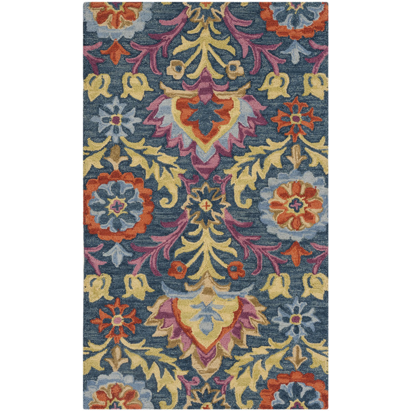 Tapis oriental en laine et en coton crocheté à la main Talmo, Rectangulaire 3 pi x 5 pi