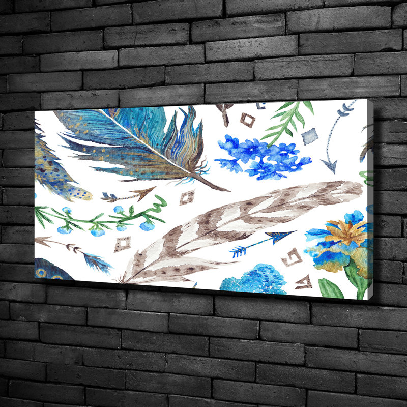 Feathers And Flowers - Wrapped Canvas Print