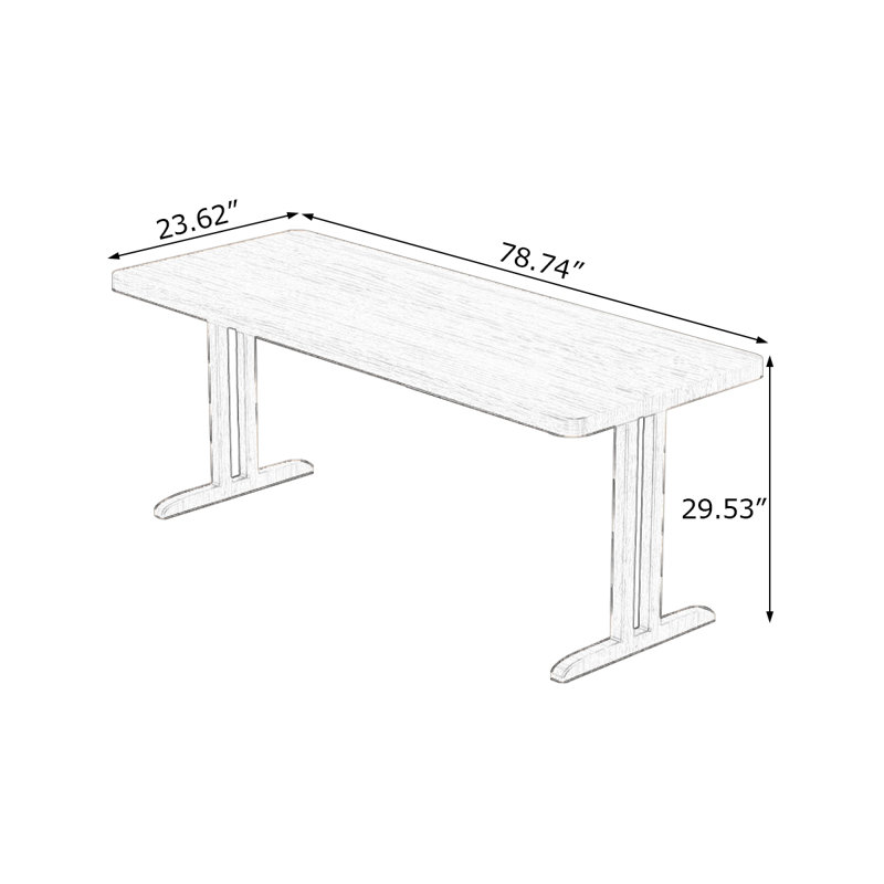 Bureaux rectangulaires en bois massif noyer, H 29,53 po x l 78,74 po x P 23,62 po